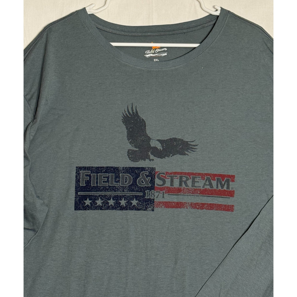 2XL Field And Stream Tee Shirt Men's XXL - Tall Gray Light Pullover Long Sleeve - Picture 2 of 5